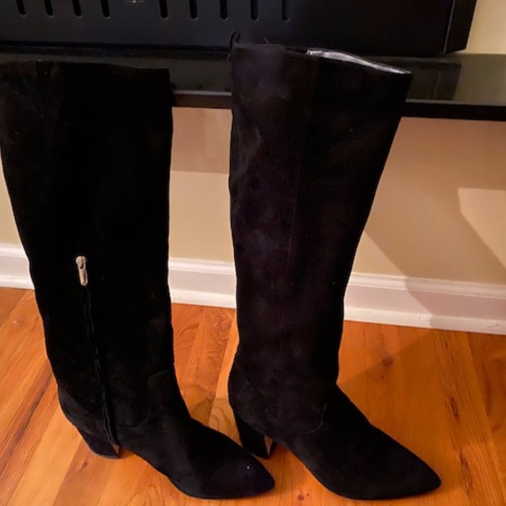 Tall Rich Black Suede Sam Edelmon Boot-Sz 12